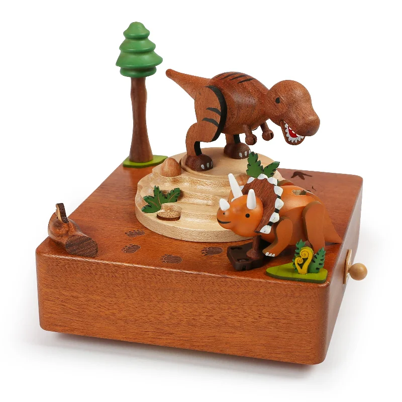 Coastal coral table runners-T-Rex Wooden Music Box