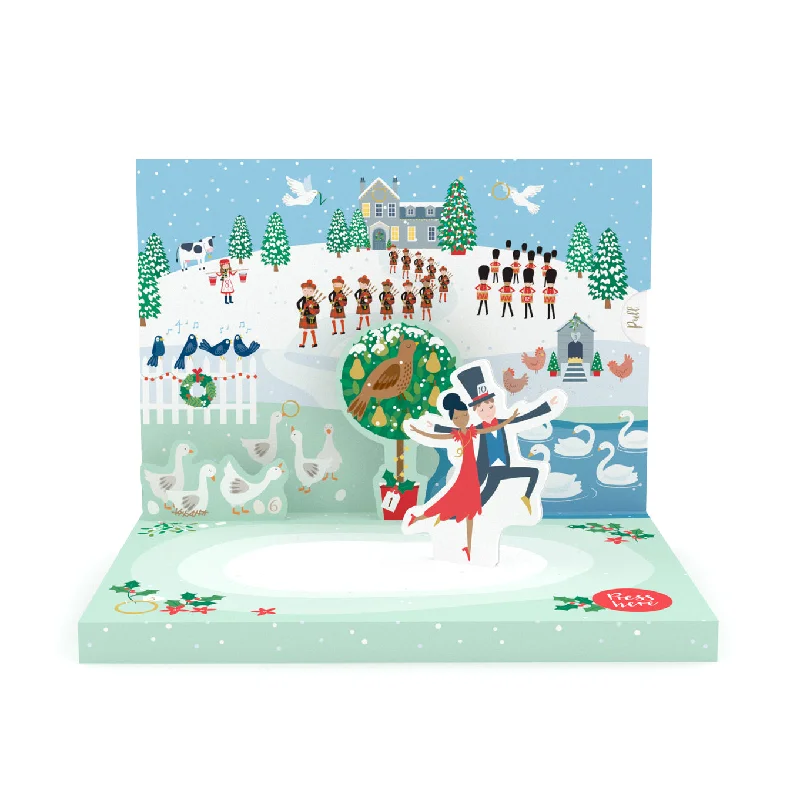 Scandinavian felt wall art-The 12 Days of Christmas Music Box Card