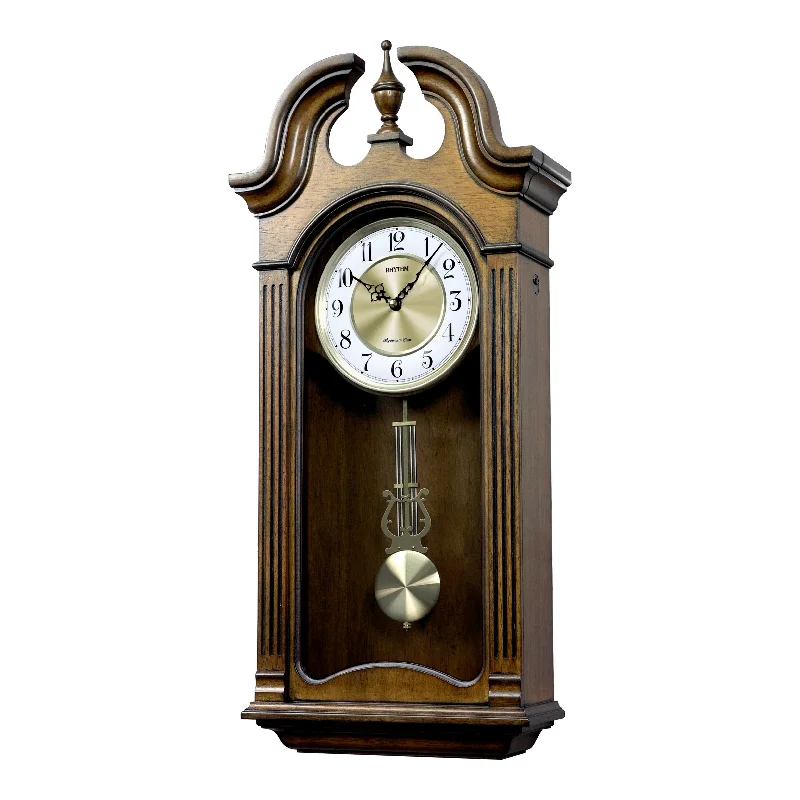 Colorful glass table lamps-Rhythm “WSM Tiara II” Traditional Wooden Musical & Chiming Pendulum Wall Clock - CMJ539UR06