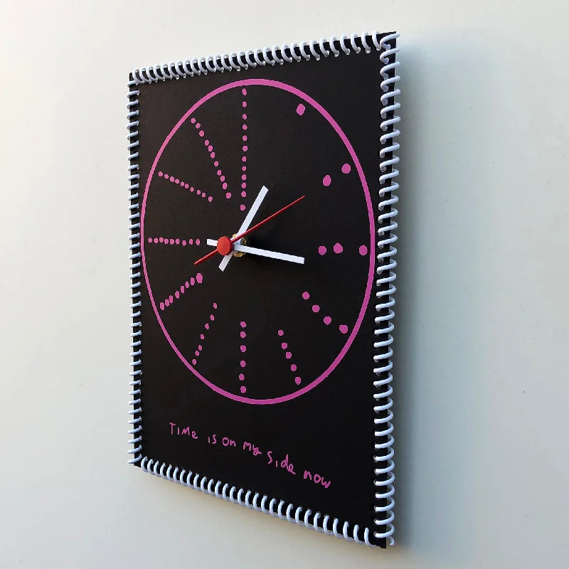 Eclectic tribal throw pillows-“Time is on my side now” wall clock (dots #7)