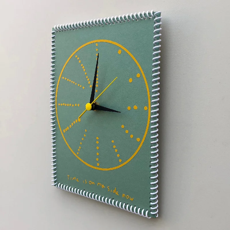 Coastal blue table lamps-“Time is on my side now” wall clock (dots #8)