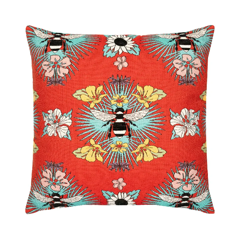 Glass terrarium decorations-Tropical Bee Outdoor Pillow