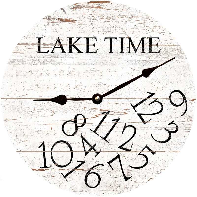 Plush wool throw rugs-White LAKE TIME Clock- White Whatever Lake Time Clock