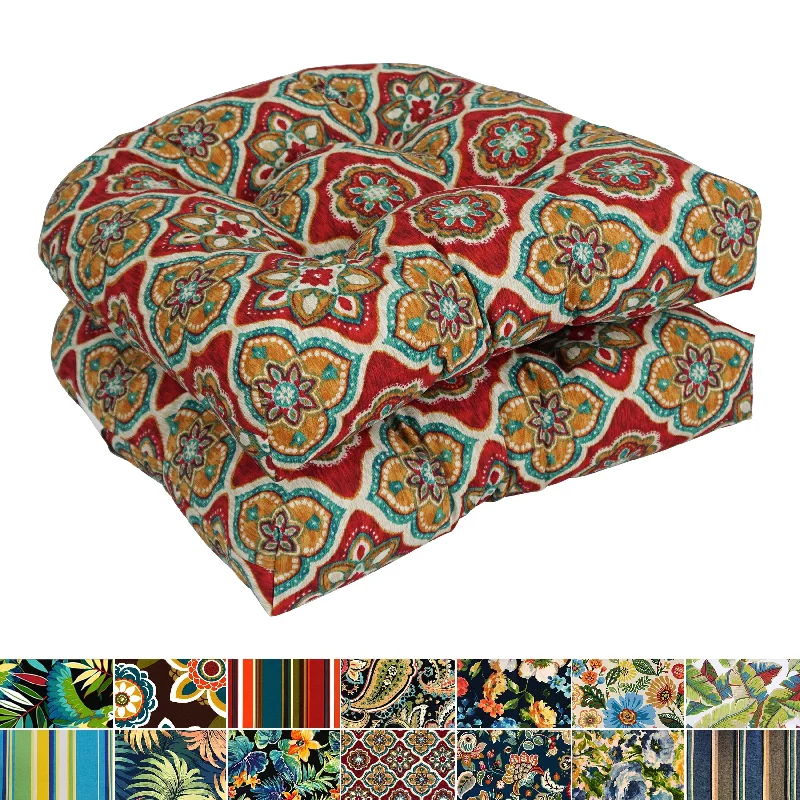 Eclectic floral cushions-19-inch Rounded Back Indoor/Outdoor Chair Cushions (Set of 2)