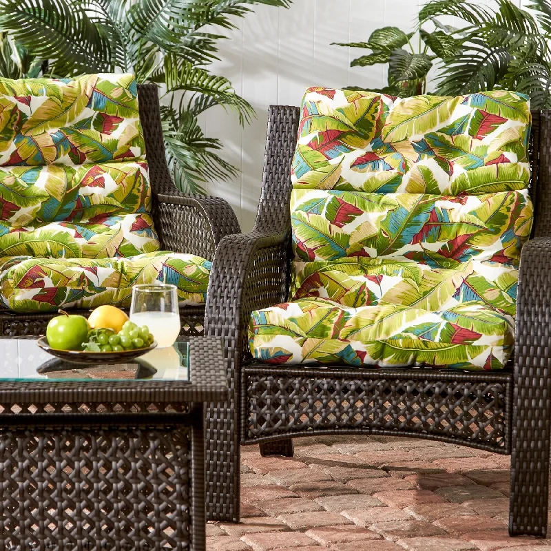 Eclectic tribal wall art-22-in x 44-in Outdoor Palm Leaves High Back Chair Cushion (Set of 2) (Cushions Only)