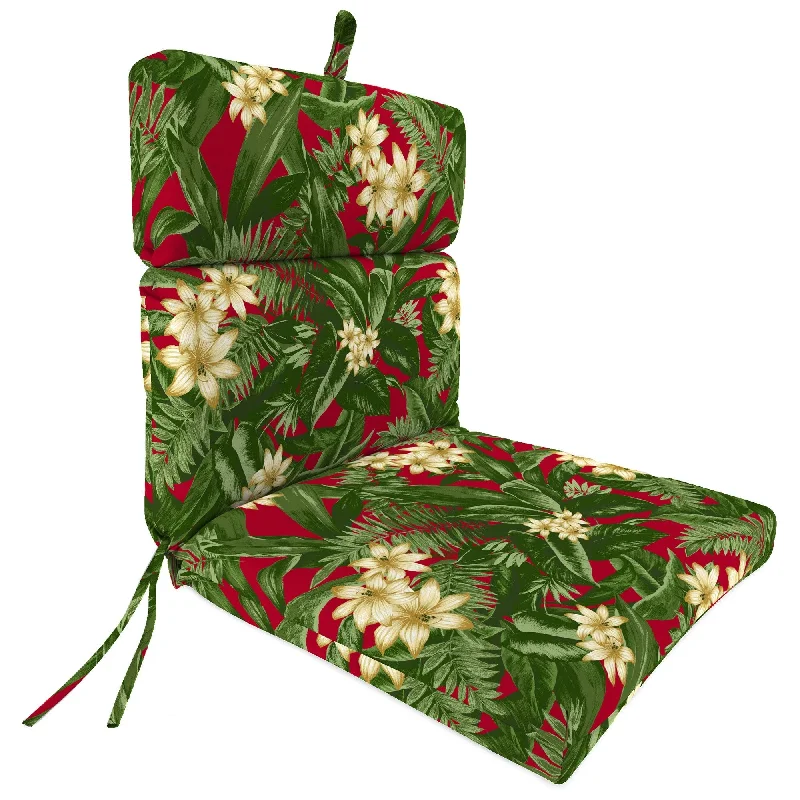 Plush chenille throw blankets-22" x 44" Outdoor Chair Cushion with Ties and Loop - 44'' L x 22'' W x 4'' H