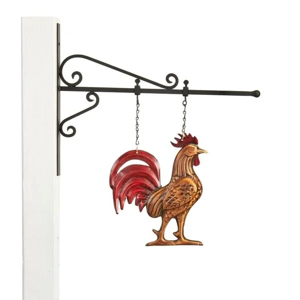 Farmhouse tin wall art-Bantam Red Rooster Hanging Wall Sculpture - Pure Copper Hand Finished Red and Bronze Patina by Good Directions