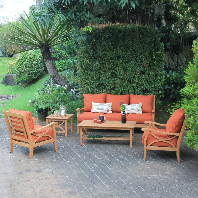 Natural Teak/Brick Cushion