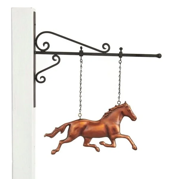 Industrial steel table lamps-Galloping Horse Hanging Wall Sculpture - Pure Copper Hand Finished Bronze Patina by Good Directions