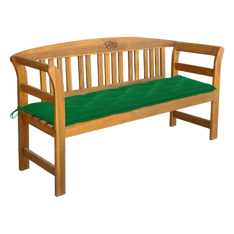 Eclectic striped cushions-Garden Bench with Cushion 61.8" Solid Acacia Wood