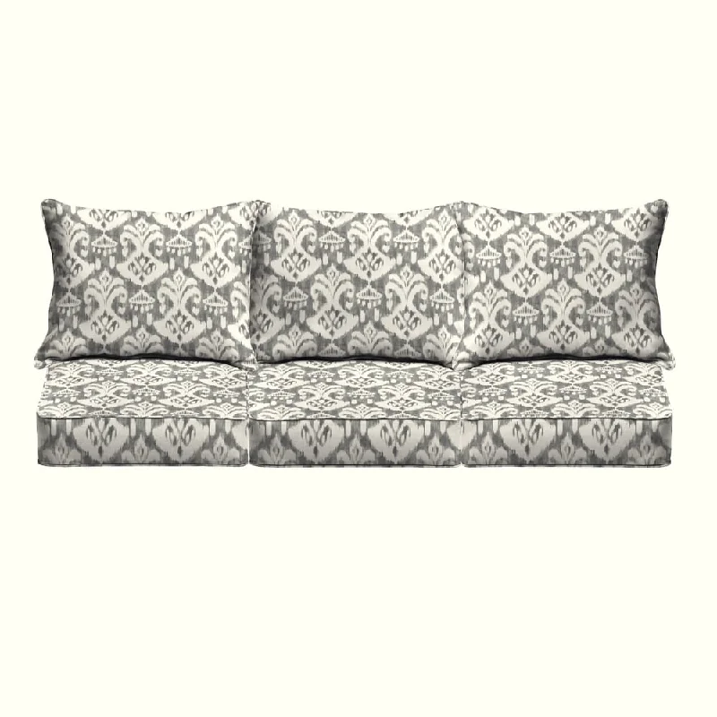 Abstract fabric wall art-Rainford Grey/ Cream Indoor/Outdoor Corded Pillow and Cushion Sofa Set