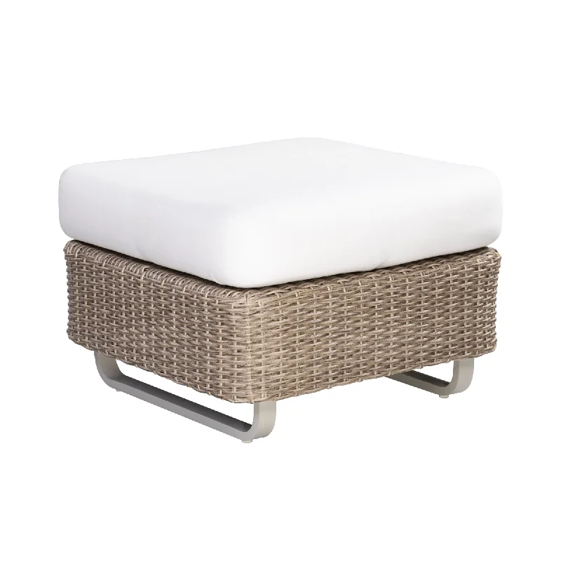 Antique silver wall clocks-Vista Resin Wicker Outdoor Ottoman with Sunbrella® Cushion