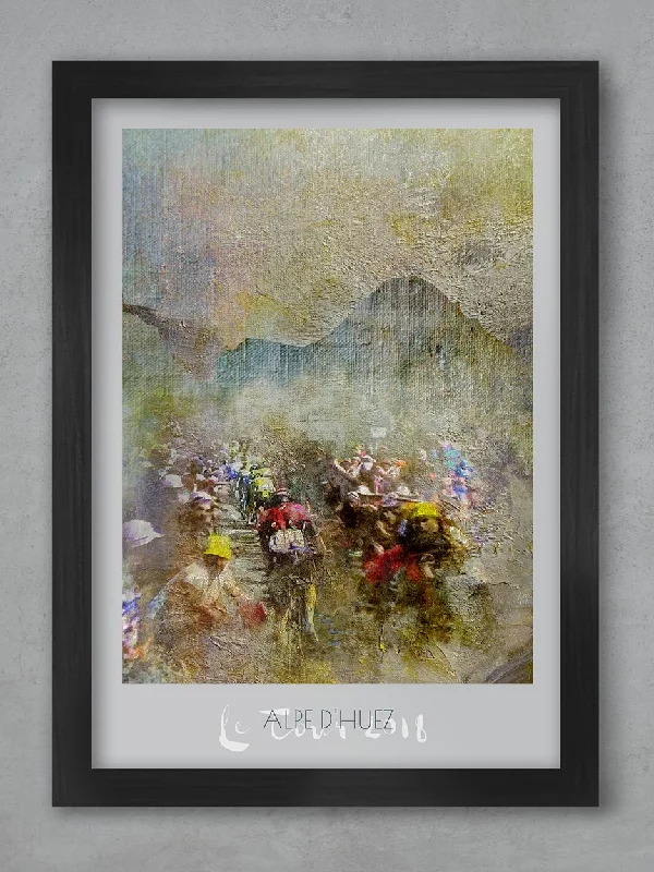 Eclectic floral cushions-Alpe d'Huez Stage 12 Cycling Poster print