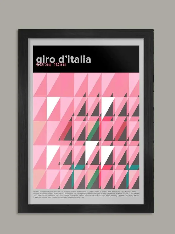 Farmhouse wooden wall clocks-Giro d'Italia Cycling Poster Print - Geometric