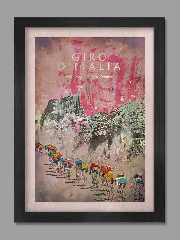 Plush wool throw rugs-Giro D'Italia - The Ascent of the Dolomites Cycling Poster