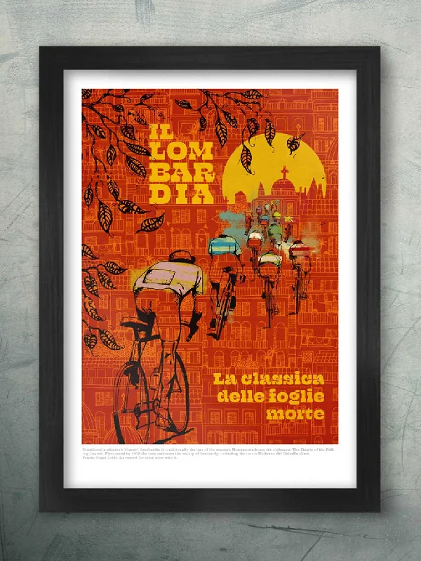 Abstract fabric wall art-Lombardia - Race of the Falling Leaves Cycling Poster Print