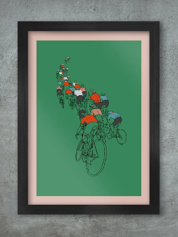 Colorful mosaic wall art-The Peloton - Cycling Poster Print