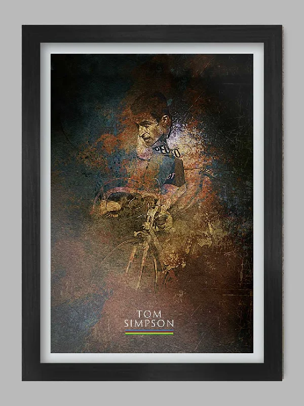 Industrial steel wall shelves-Tom Simpson Cycling Poster Print