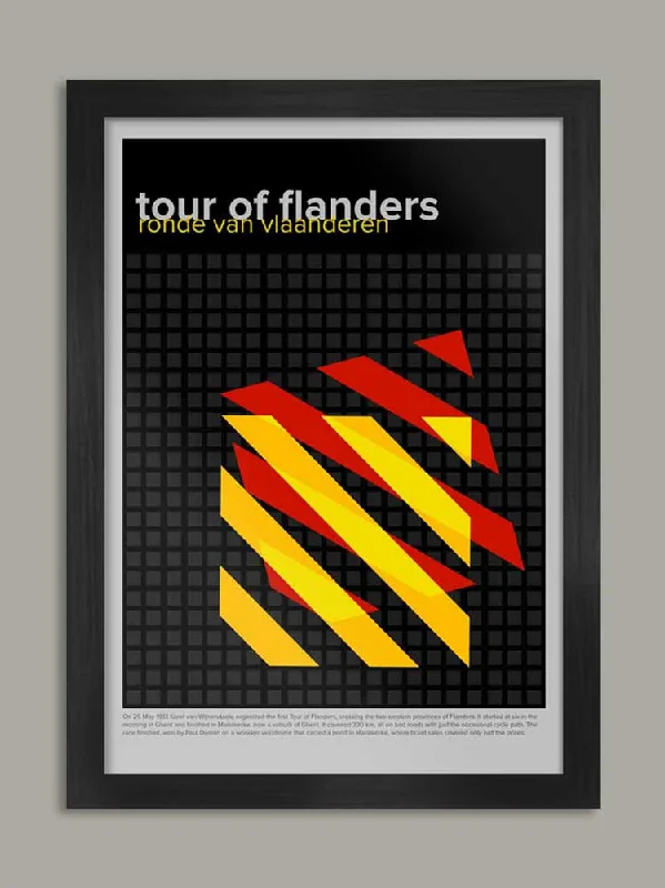 Eclectic patchwork rugs-Tour of Flanders Cycling Poster Print - Geometric Design