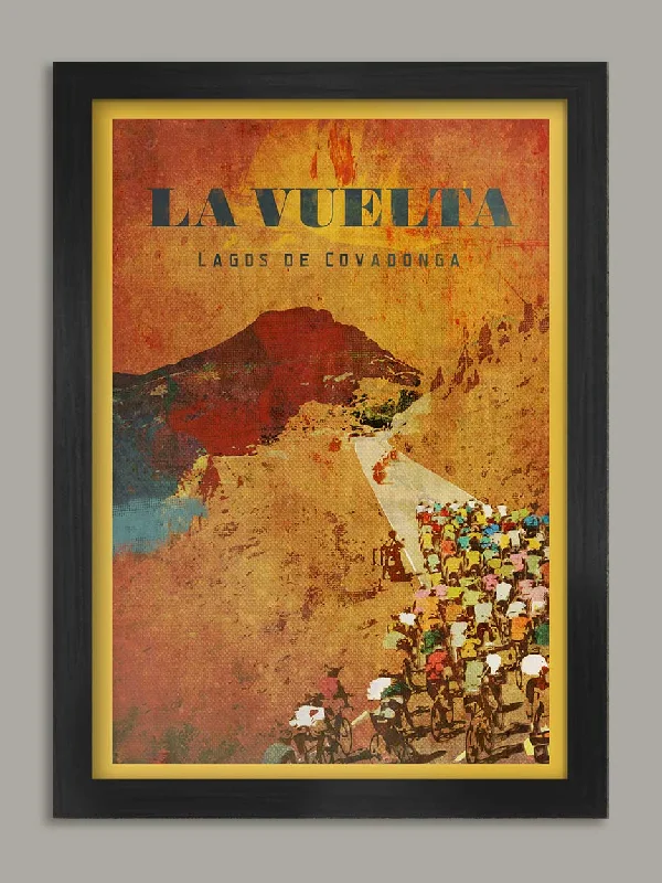 Shabby chic vintage frames-Vuelta a Espana Cycling Poster Print - Lagos de Covadonga