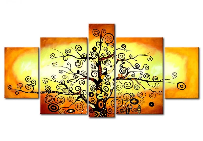 Abstract metal table decor-5 Piece Canvas Paintings, Tree of Life Painting, Abstract Acrylic Painting, Large Painting for Living Room, Acrylic Painting on Canvas