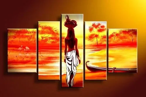 Glass dome wall decor-African Girl Painting, Sunset Painting, Extra Large Wall Art Paintings, African Woman Painting, African Acrylic Paintings, Buy Art Online