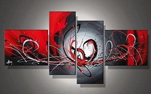 Tropical bamboo wall art-Simple Abstract Painting, Modern Abstract Paintings, Black and Red Wall Art Paintings, Living Room Canvas Painting, Buy Art Online