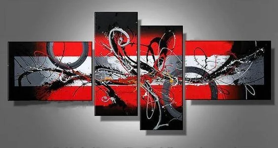 Scandinavian wooden figurines-Simple Abstract Canvas Art, Black and Red Wall Art Paintings, Large Modern Paintings on Canvas, Extra Large Canvas Painting