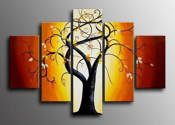 Industrial steel floor lamps-Abstract Canvas Painting, Extra Large Wall Art Paintings for Living Room, 5 Piece Canvas Paintings, Tree of Life Painting, Buy Paintings Online