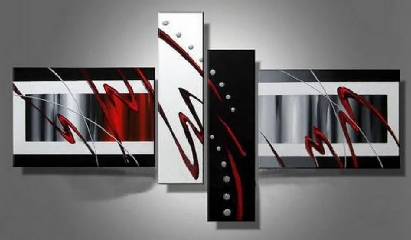 Abstract fabric wall hangings-Abstract Lines Painting, Canvas Art Painting, Acrylic Art Paintings, Living Room Wall Art Ideas, 4 Panel Wall Art, Hand Painted Canvas Art