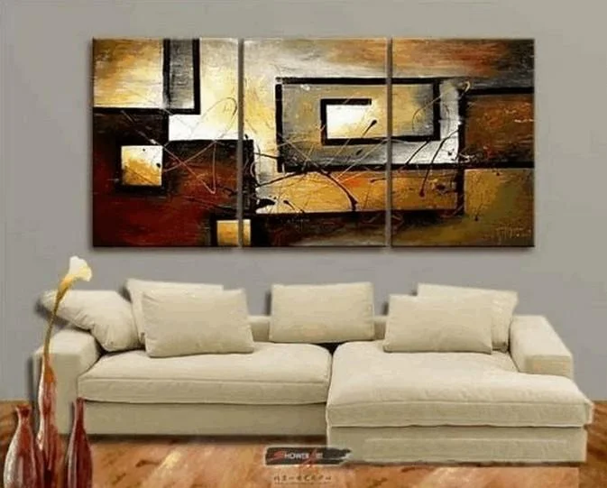 Handcrafted pottery wall art-Abstract Painting for Sale, Canvas Painting for Dining Room, Living Room Wall Art Painting, Modern Paintings, 3 Piece Wall Art