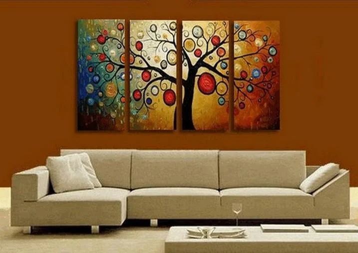 Copper candle snuffers-Abstract Painting, Tree of Life Painting, Abstract Art, 4 Piece Canvas Art, Contemporary Art, Modern Art