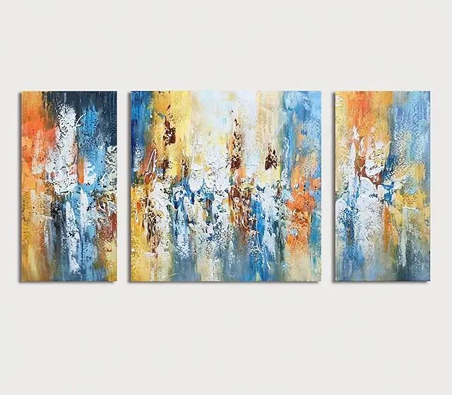 Velvet tufted ottomans-Acrylic Painting on Canvas, Modern Paintings for Living Room, Hand Painted Canvas Art, Palette Knife Paintings