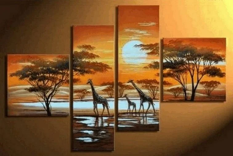 Square brass wall clocks-African Painting, Abstract Art, Sunset Painting, Extra Large Painting, Living Room Wall Art, Modern Art, Extra Large Wall Art, Contemporary Art, Modern Art Painting