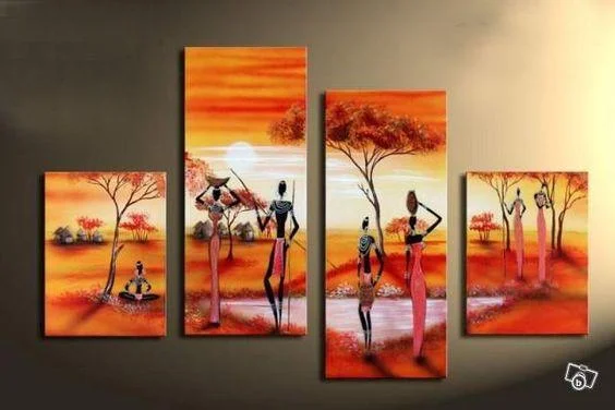 Nautical compass wall art-African Woman Painting, 4 Piece Canvas Art, Landscape Canvas Paintings, Hand Painted Canvas Art, Oil Painting for Sale