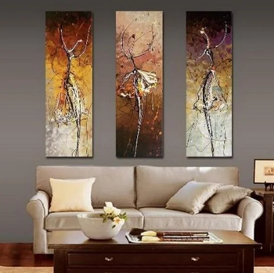 Mid-century oak wall clocks-Ballet Dancer Painting, Bedroom Wall Art, Canvas Painting, Abstract Art, Abstract Painting, Acrylic Art, 3 Piece Wall Art