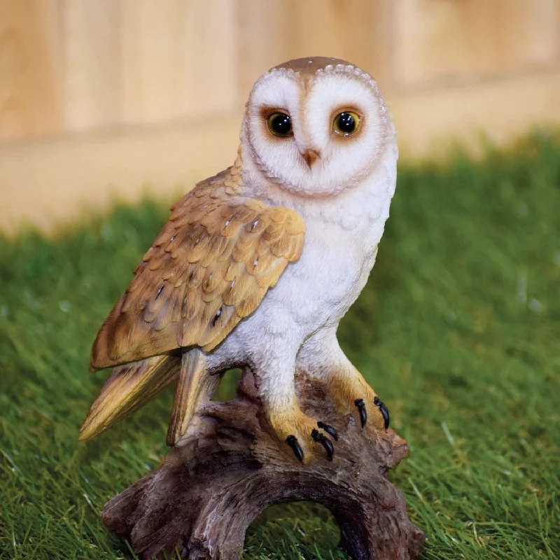 Antique silver wall shelves-Barn Owl on Stump