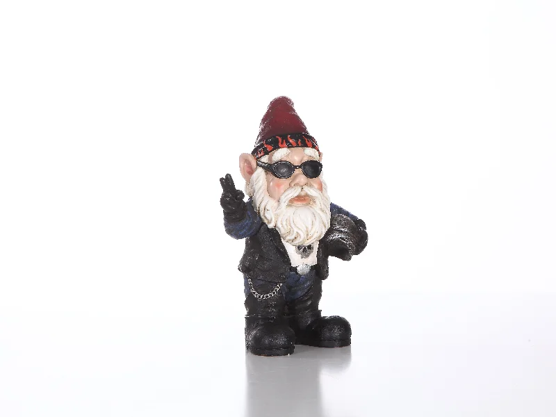 Velvet decorative ottomans-Gangsta Biker Gnome- Handmade Statue