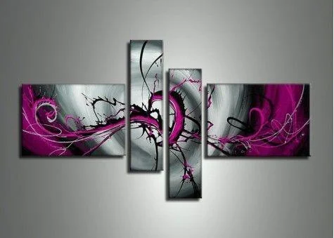 Minimalist ceramic vases-Black and Purple Canvas Wall Art, Abstract Painting for Bedroom, Buy Art Online, Acrylic Art, 4 Piece Wall Art Paintings