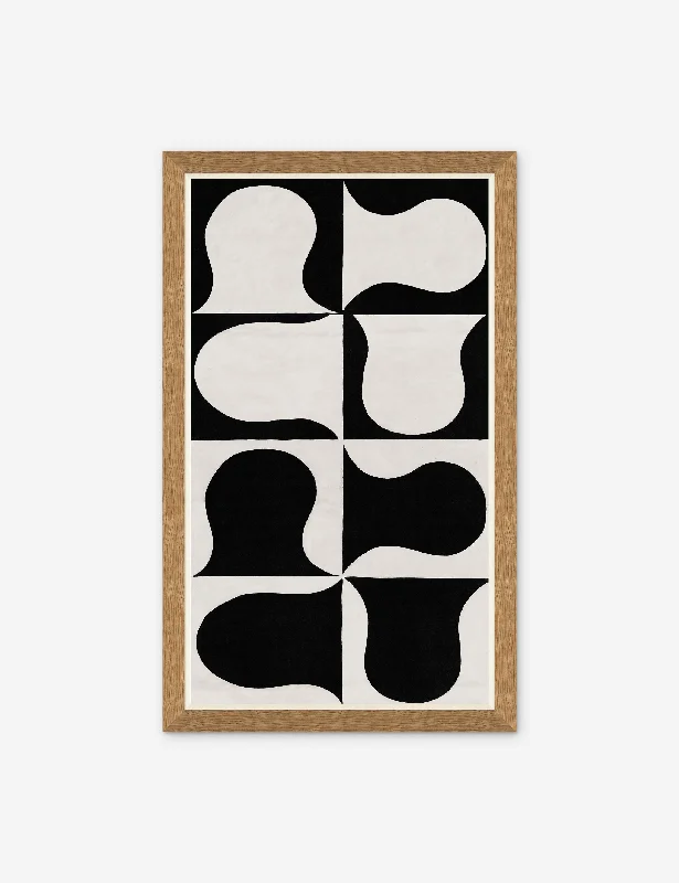 Colorful ceramic wall shelves-Black and White Abstract Series B Long Print by Paule Marrot