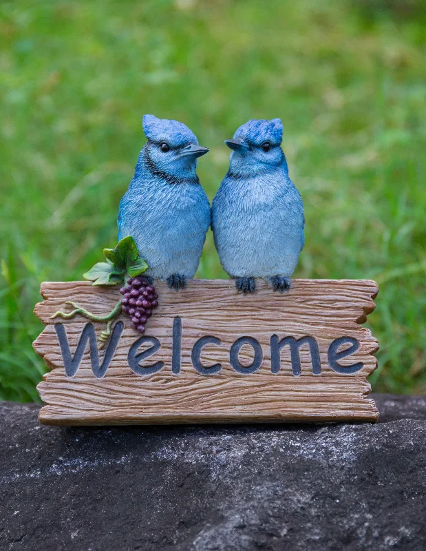 Glass dome plant holders-Blue Jays Welcome Sign Statue