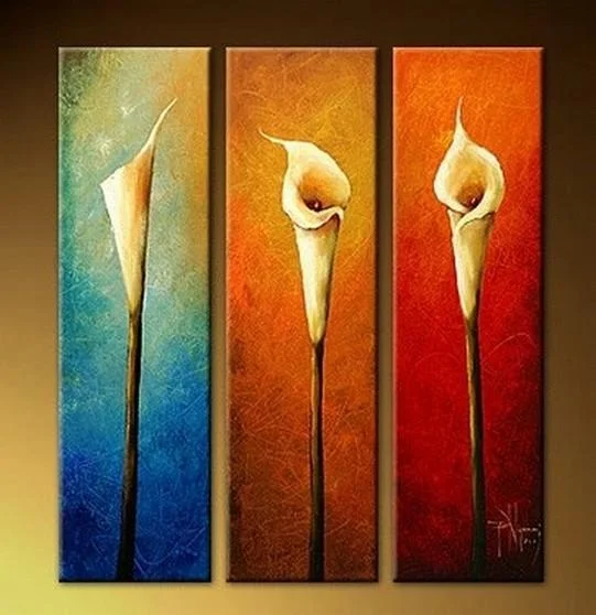 Industrial concrete table decor-Calla Lily Art, Abstract Art, Flower Art, Bedroom Wall Art, Large Art, Wall Painting, 3 Piece Wall Art, Canvas Art