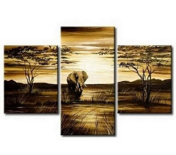 Eclectic tapestry wall hangings-Canvas Art, Home Art Decor, African Art Painting, Dining Room Wall Art, Art on Canvas, Modern Art, Landscape Painting