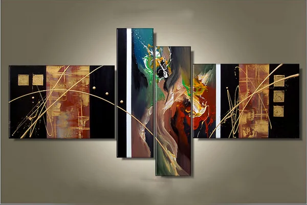 Industrial pipe wall lights-Canvas Art Painting, Large Wall Art Paintings on Canvas, Abstract Painting for Living Room, Acrylic Artwork on Canvas, 4 Piece Wall Art, Hand Painted Art