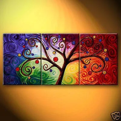 Marble candle table decor-Large Canvas Painting, 3 Piece Canvas Art, Tree of Life Painting, Hand Painted Canvas Art, Acrylic Painting on Canvas