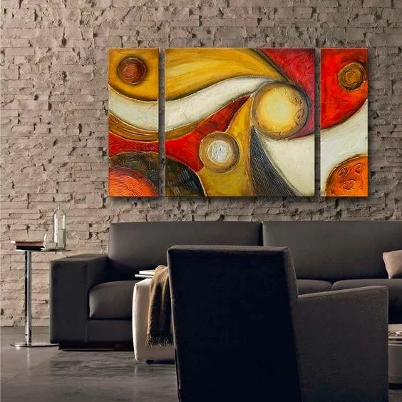 Hand-painted pottery planters-Canvas Paintings for Living Room, Modern Abstract Art, 3 Panel Wall Art Paintings, Large Oil Painting, Contemporary Abstract Art