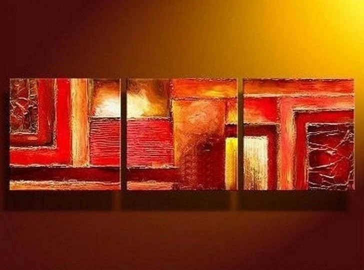 Woven straw table mats-Canvas Painting, Wall Art, Red Art, Abstract Art, Abstract Painting, Large Oil Painting, Living Room Wall Art, Modern Art, 3 Piece Wall Art, Huge Painting