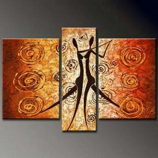 Copper geometric candle holders-Dancing Figure Abstract Painting, Bedroom Wall Art, Large Painting, Living Room Wall Art, Large Abstract Painting, Art on Canvas