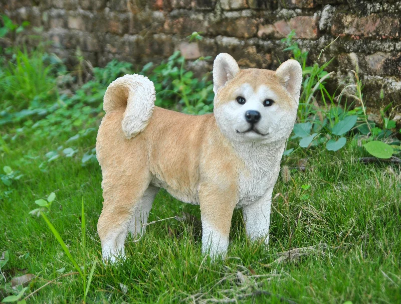 Marble hexagon table decor-Akita Walking - Dog Statue