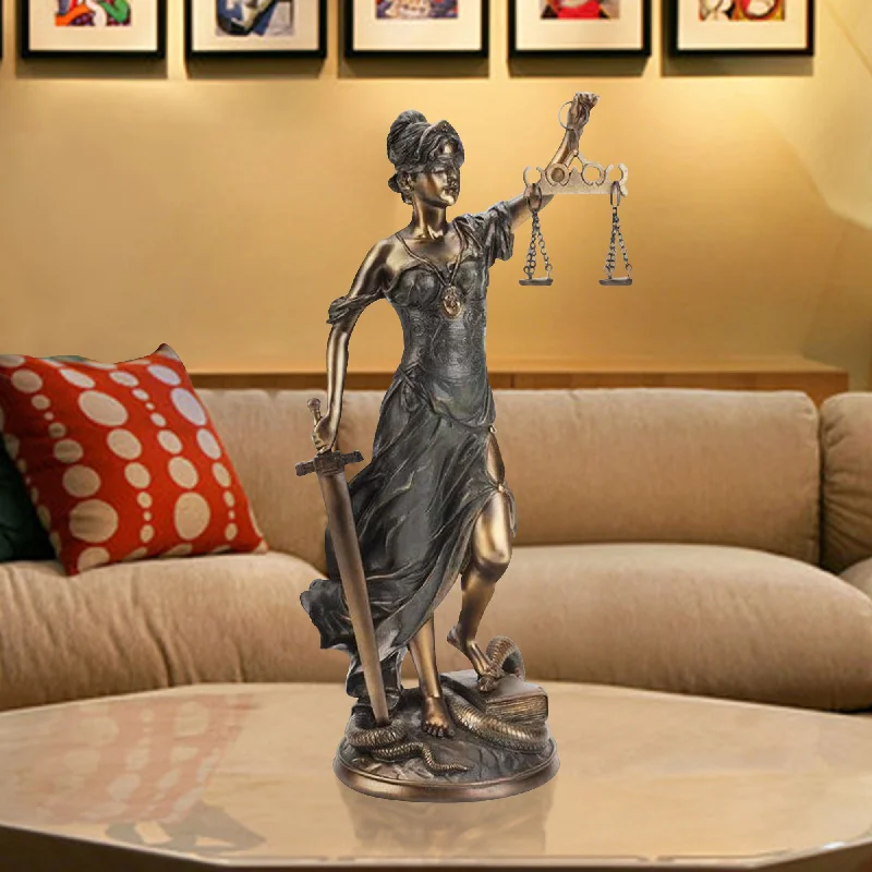 Antique brass wall art-FINEST Bronze Castings Lady Justice Bronze Sculpture FB-057